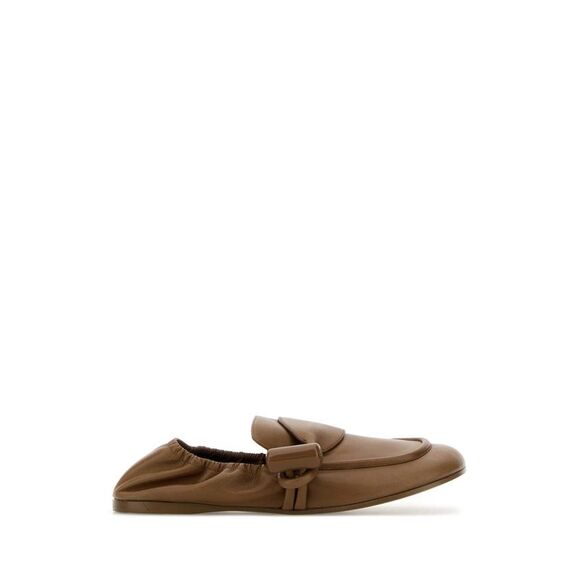 Loewe Women Camel Leather Toggle Loafers